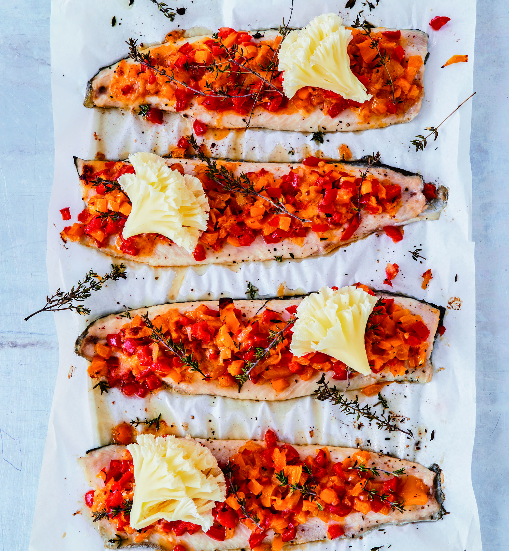 Forelfilets met Tête de Moine AOP en paprika’s