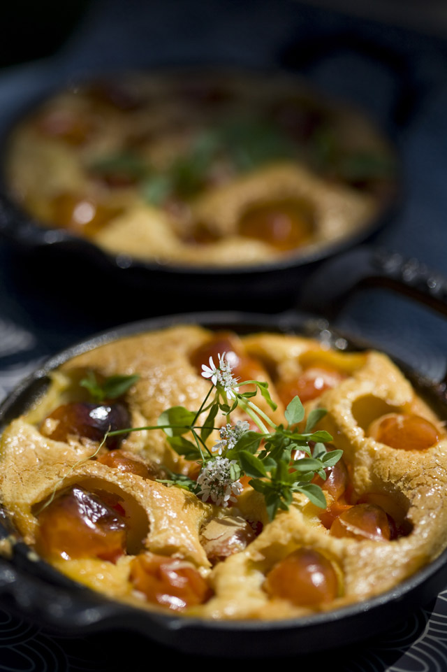 Clafoutis met kerstomaten en Gruyère AOP