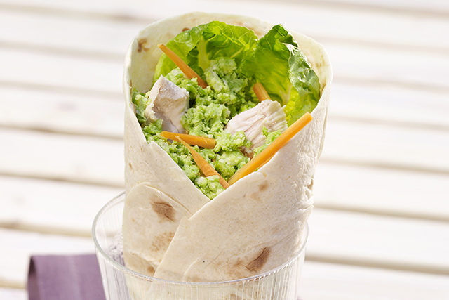 Wraps met erwtjes en Gruyère AOP