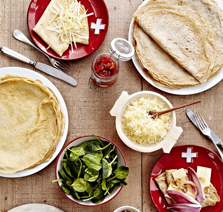 Flensjesparty met Gruyère AOP, Vacherin Fribourgeois AOP en Zwitserse Raclette